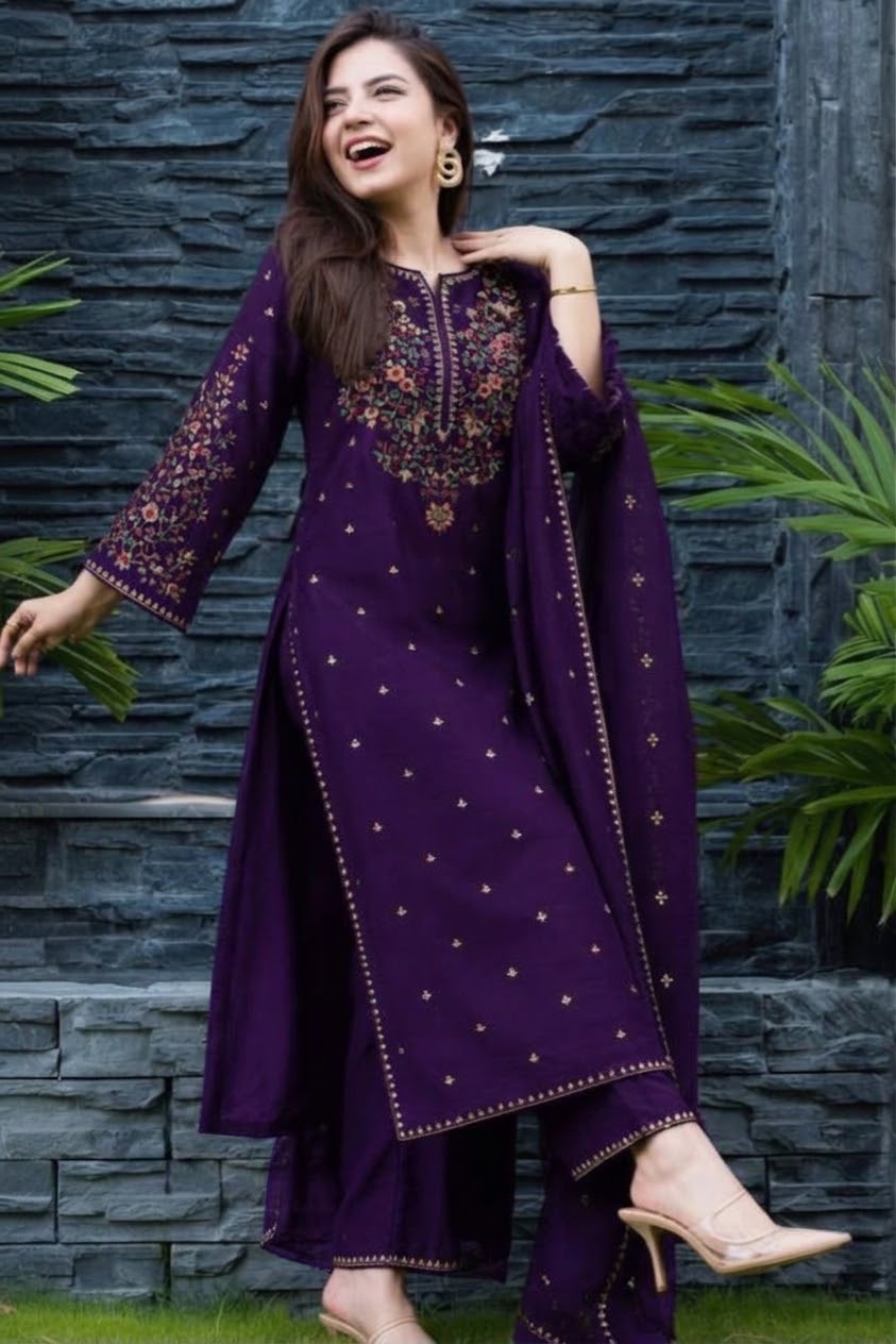 Winter Collection Dhanak 3pc fully embroidered (Copy)