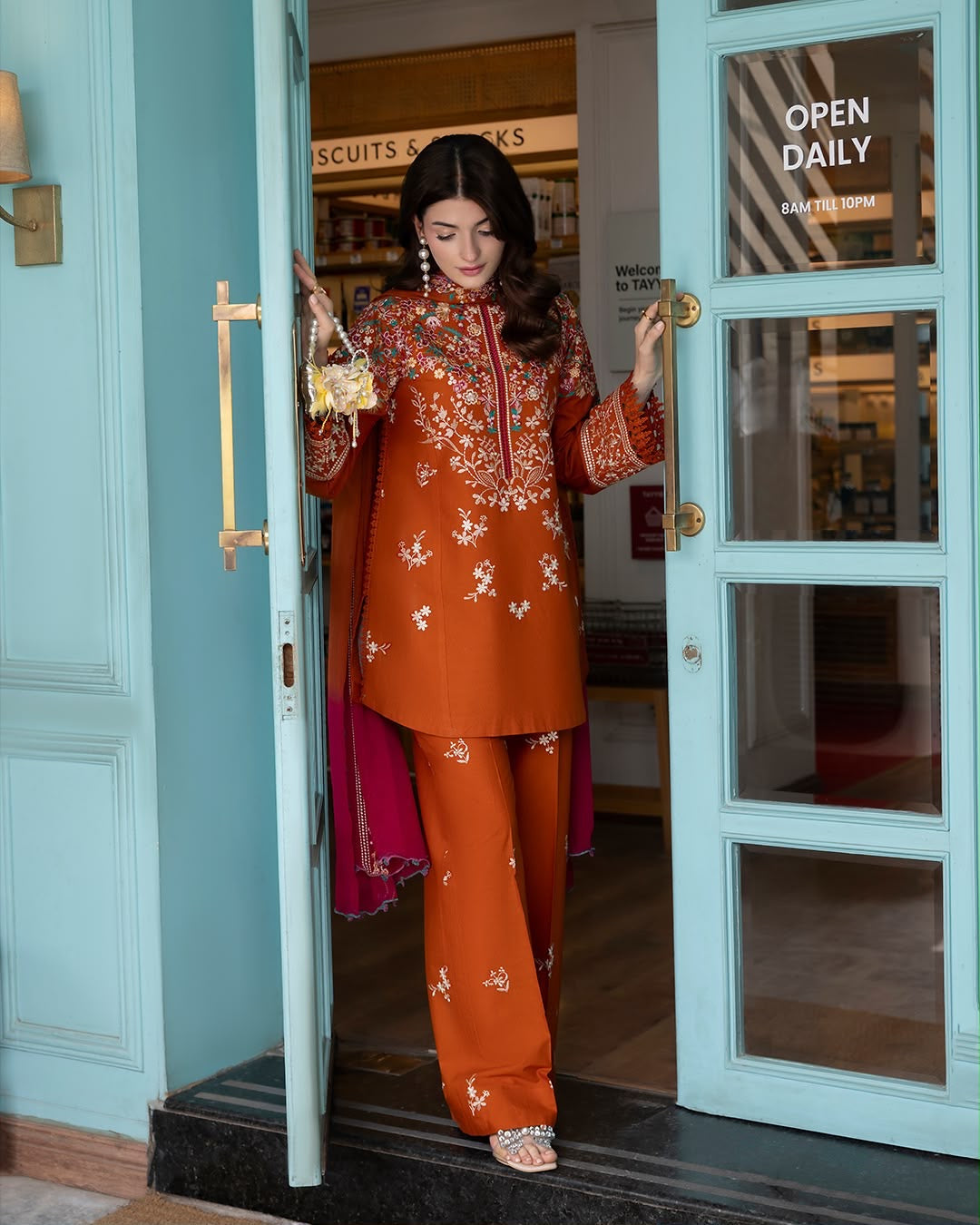 Winter Collection Dhanak embroidered 3pc with digital printed shawl