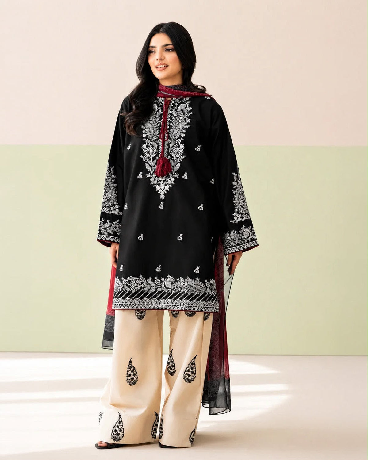 Winter Collection dhanak embroidered 3pc with digital printed shawl
