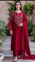 Winter Collection Dhanak 3pc fully embroidered
