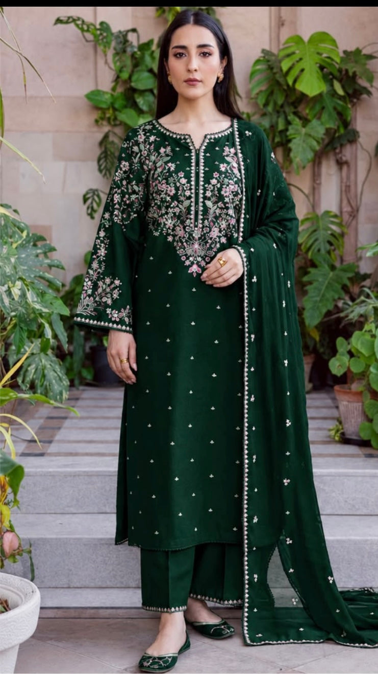 Winter Collection Dhanak 3pc fully embroidered (Copy 2)