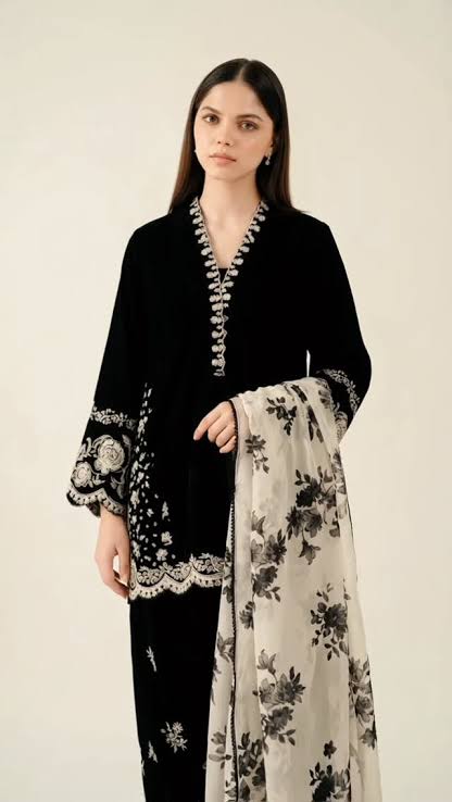 Winter Collection Dhanak 3pc fully embroidered