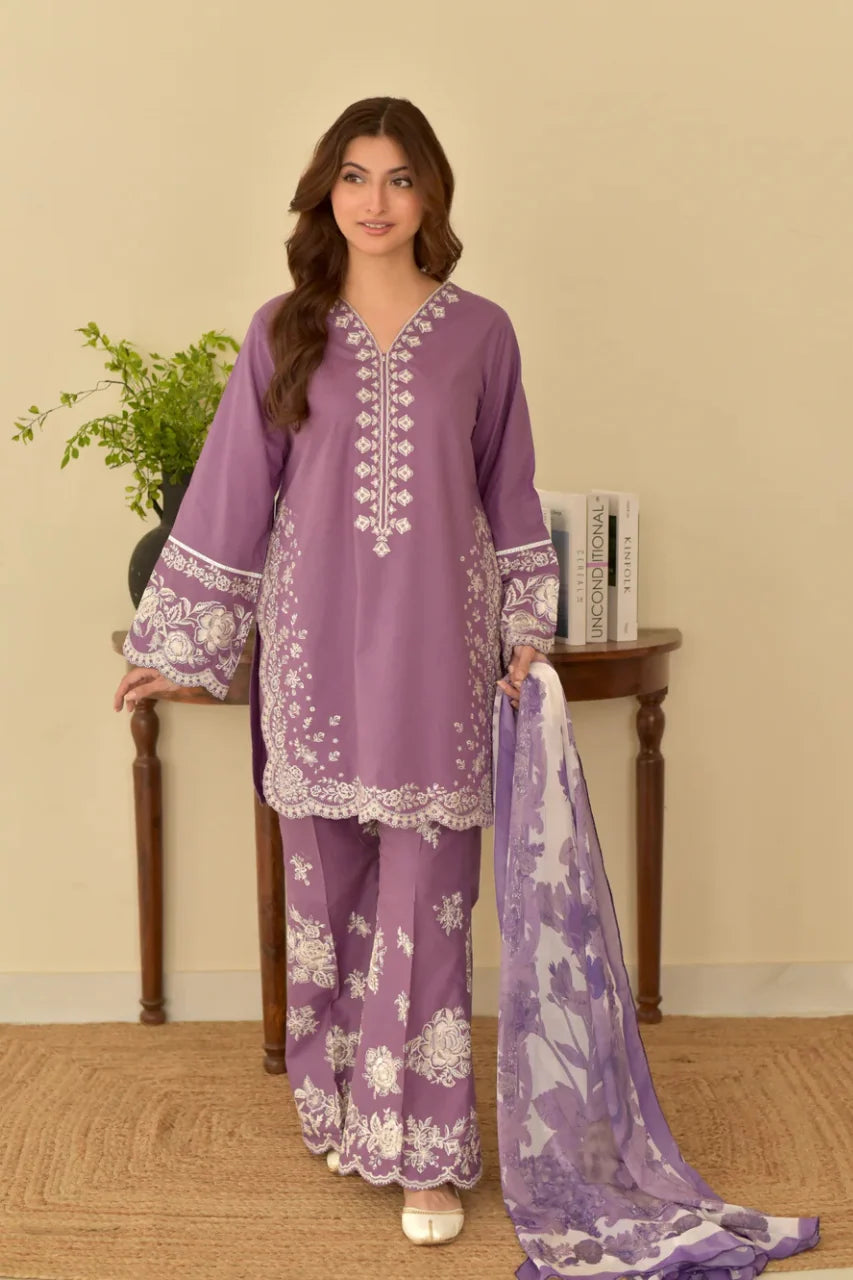 Winter Collection Dhanak 3pc fully embroidered