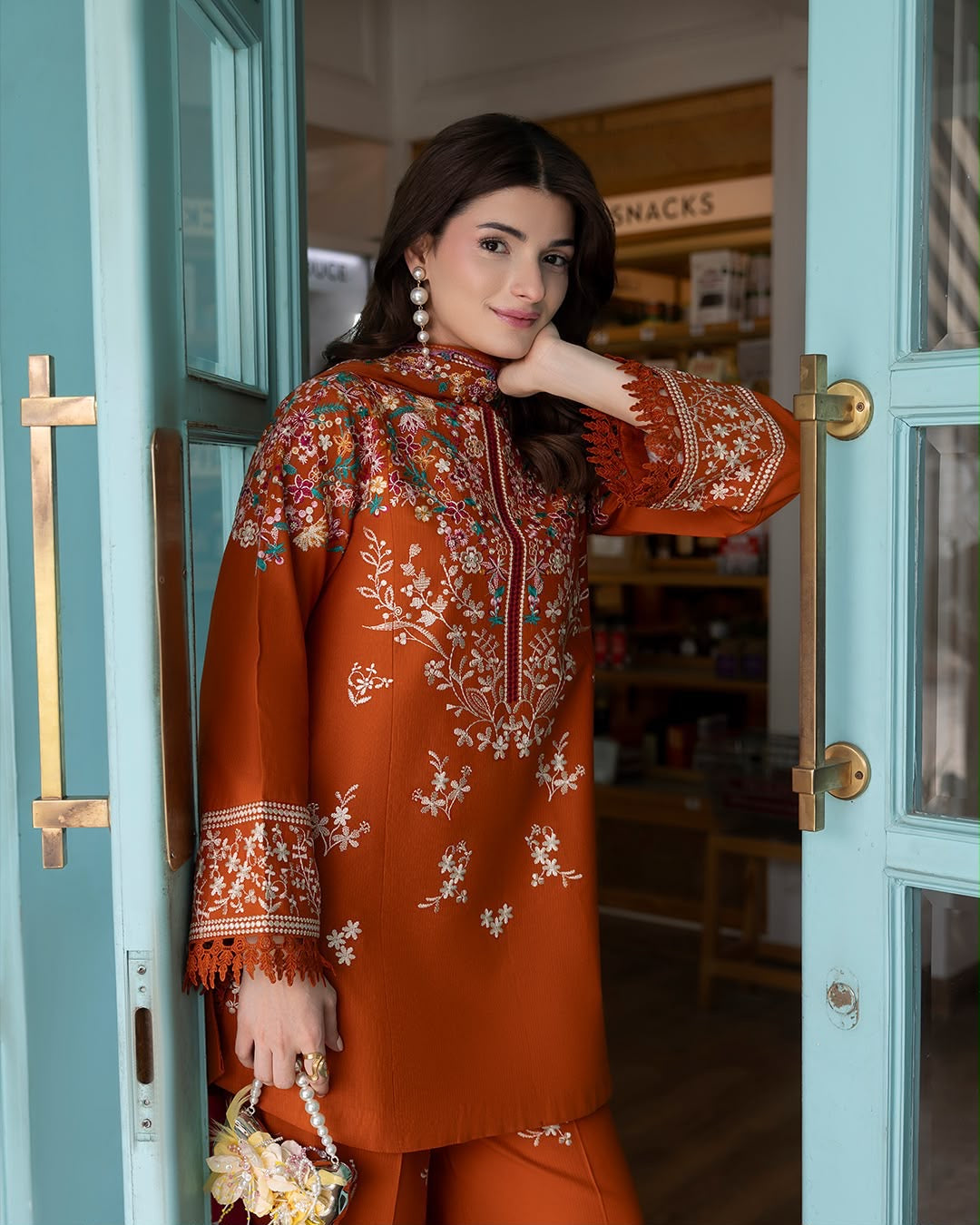 Winter Collection Dhanak embroidered 3pc with digital printed shawl
