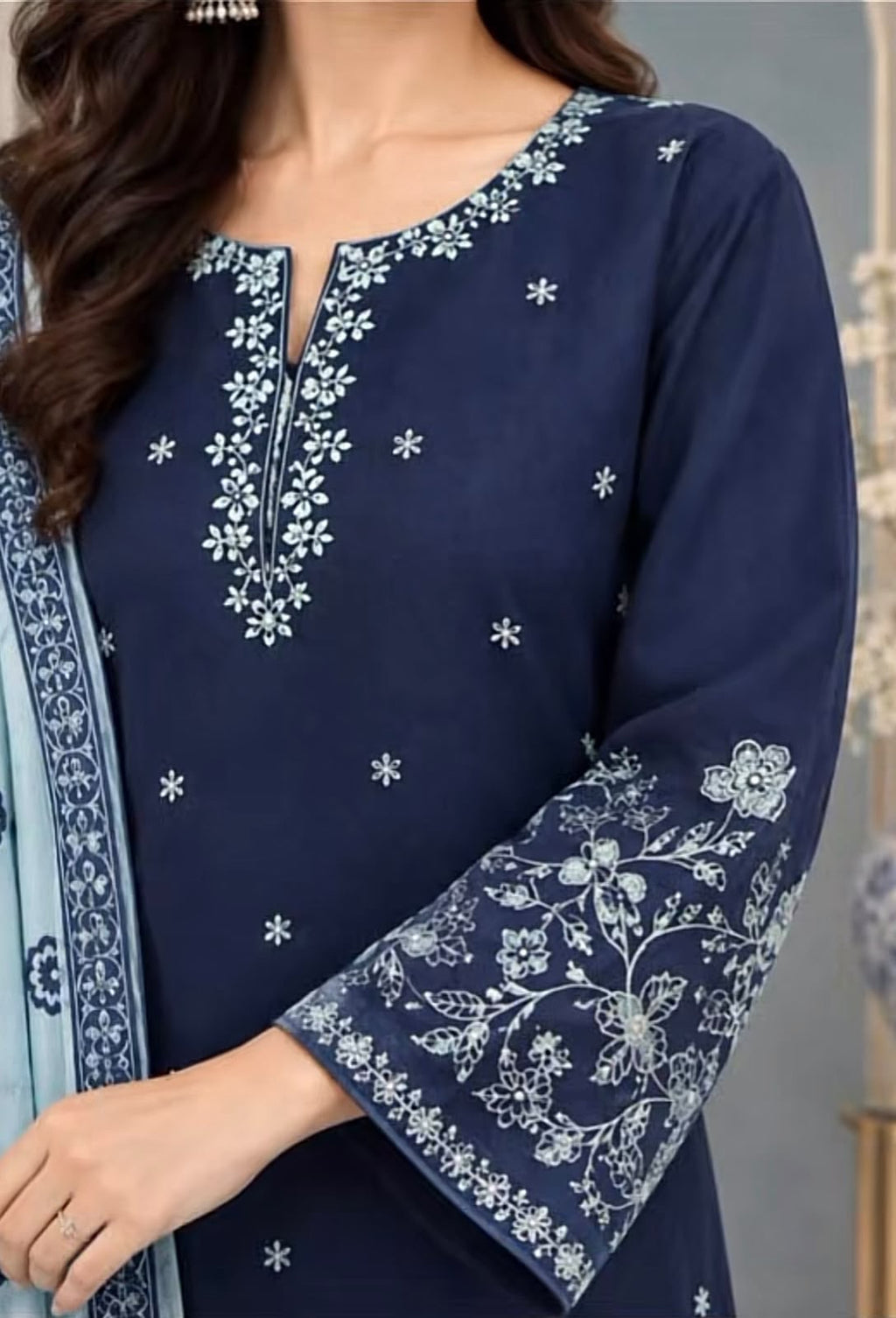 Winter Collection Dhanak embroidered 3pc with digital printed shawl