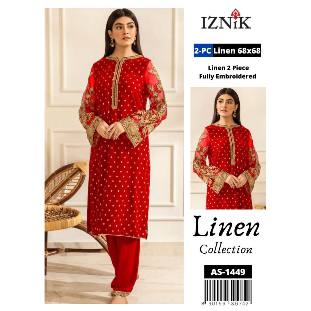 IZNIK Linen 2Pc Fully Embroidered AS-1449