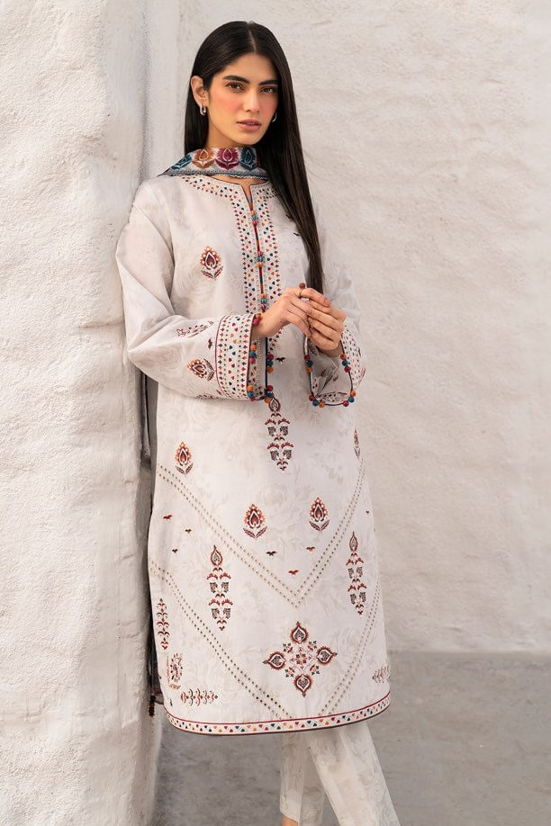 Luxury Embroidered Lawn 3Pc – Unstitched with Printed Dupatta (SF-1062)